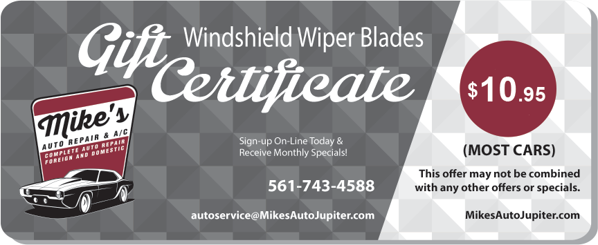 Windshield Wpier Blades Gift Certificate